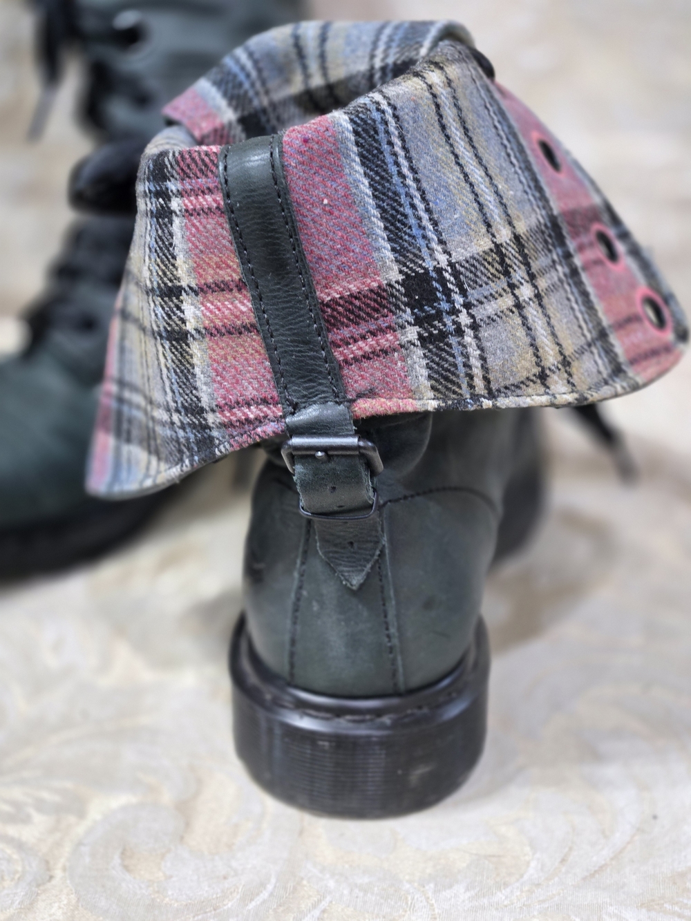 Dr. Martens Triumph 1914 Plaid Combat Boots with Satin Laces - Picture 10 of 12